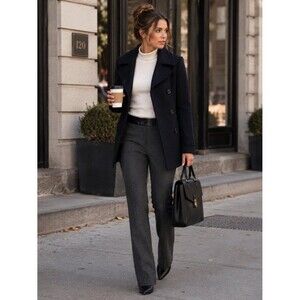 Calvin Klein Gray Slim Ankle Dress Pants Faux Leather Waist Women's 4